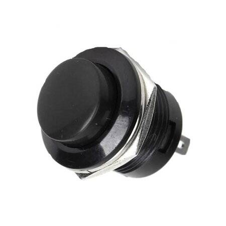 Black R13-507 16mm 2 PIN Momentary Self-Reset Round Cap Push Button Switch - 3