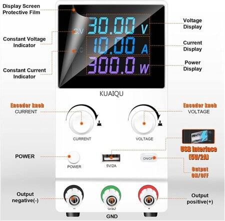 Black SPPS-B1203D 120V3A Color Screen Coding Double Knob DC Regulated Power Supply With Cable 110V US Plug - 5