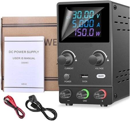 Black SPPS-B305D 30V5A Color Screen Coding Double Knob DC Regulated Power Supply With Cable 220V EU Plug - 1