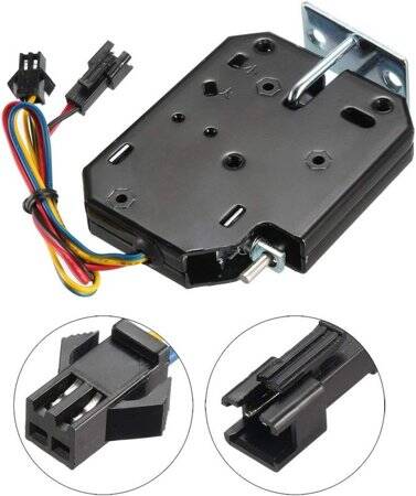 Black XG-07B DC12V 2A Small Locker Electromagnetic Lock With Four Wire Size:50x64x13mm - 3