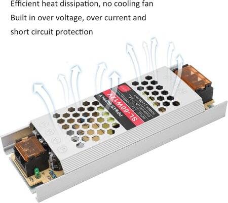 BlackxH-12V-60W 5A Led Ultra Thin Fiberglass Panel Slender Strip Switching Power Supply With Wire - 3