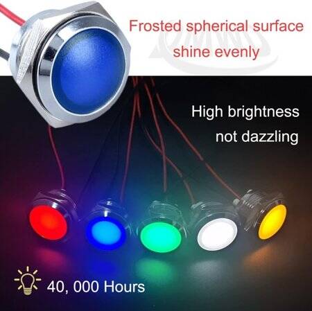 Blue 10-24V 14mm LED Metal Indicator Light With 15cm Cable - 4