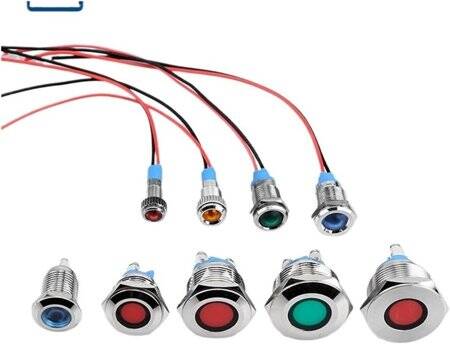 Blue 10-24V 22mm LED Metal Indicator Light - 1