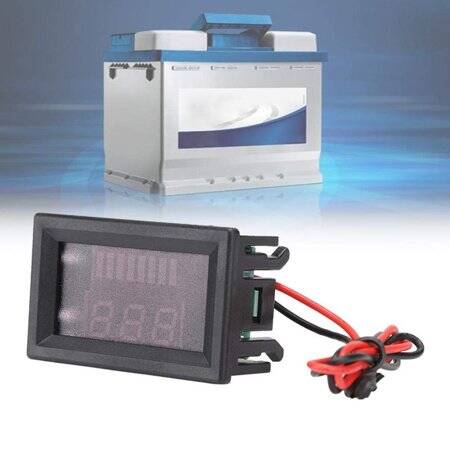 Blue 12-60V Dual Display Automatic Identification Waterproof Voltage Meter - 4