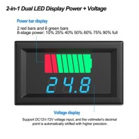 Blue 12-60V Dual Display Waterproof Voltage Electricity Meter - 2