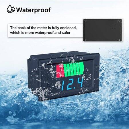 Blue 12-60V Dual Display Waterproof Voltage Electricity Meter - 4