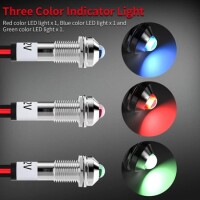 Blue 12V AD22C-16 LED Metal Indicator Light - 3