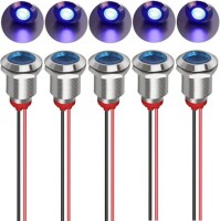 Blue 220V 12mm LED Metal Indicator Light With 15cm Cable - 1