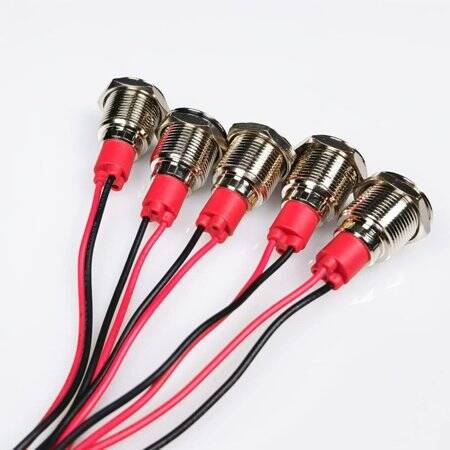 Blue 220V 12mm LED Metal Indicator Light With 15cm Cable - 4