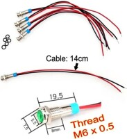 Blue 220V 6mm LED Metal Indicator Light With 15cm Cable - 3