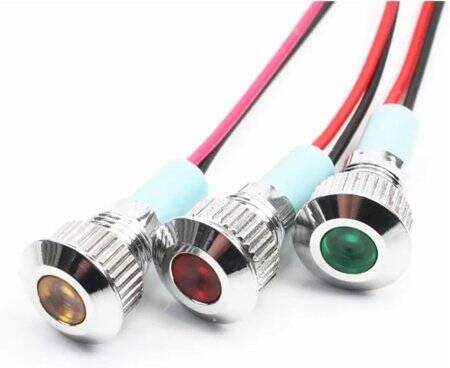 Blue 220V 8mm LED Metal Indicator Light - 3