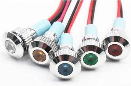 Blue 220V 8mm LED Metal Indicator Light - 4