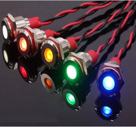 Blue 24V AD22C-12 LED Metal Indicator Light - 4