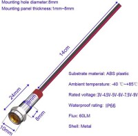 Blue 3-9V 8mm LED Metal Indicator Light With 15cm Cable - 4