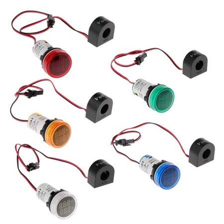 Blue AC50-500V 0-100A 22mm AD16-22FVA (AD16-22VAM) Round LED Hertz Meter Indicator Light With Transformer - 2