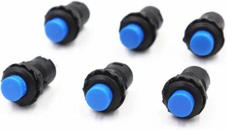 Blue DS-428 12mm 2 PIN Self-Locking On-Off Push Button Switch - 2