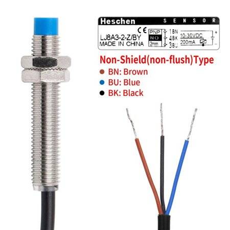 Blue M8 LJ8A3-2-Z/BY-5V PNP Inductive Proximity Sensor Switch Note:DC Three Wire Normally Open Random Wire Color - 4