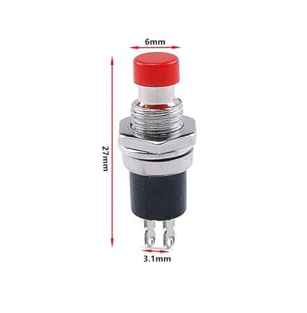 Blue PBS-110 2 PIN 7mm Thread Momentary Self-Reset Push Button Switch - Press On-NO - 4