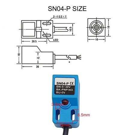 Blue SN04-P PNP DC10-30V Inductive Proximity Sensor Switch NO 3 Line - 3