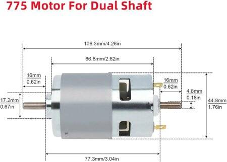 D Shaft 775 12V 3000RPM High Speed High Torque DC Motor Dual Shaft - 2