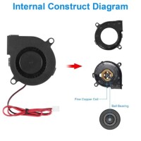 DC12V 0.06A 5015 Double Ball Centrifugal Fan With XH2-54-2P 30cm Cable Size:50x50x15mm - 4