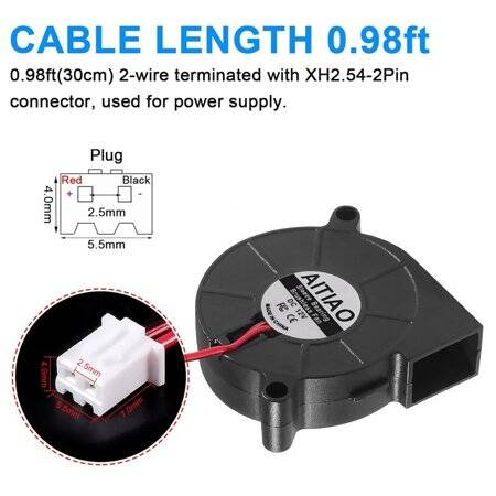 DC12V 5015 Oil Containing Cooling Fan With XH2-54-2P 30cm Cable Size:50x50x15mm - 3