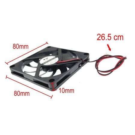 DC12V 8010 Double Ball Cooling Fan With XH2-54-2P 30cm Cable Size:80x80x10mm - 2