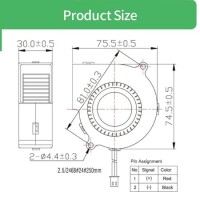 DC24V 7530 Double Ball Centrifugal Fan With XH2-54-2P 30cm Cable 4100RPM Size:75x75x30mm - 4