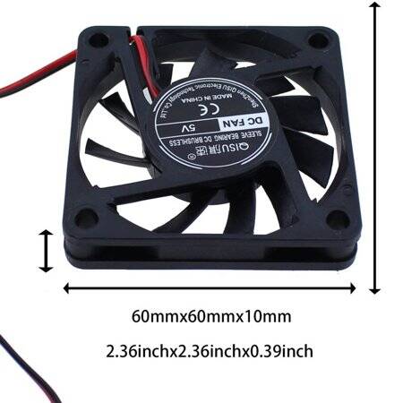 DC5V 6010 Double Ball Cooling Fan With XH2-54-2P 30cm Cable Size:60x60x10mm - 3