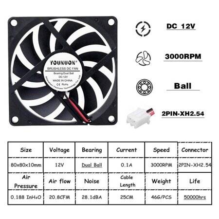 DC5V 8010 Oil Containing Cooling Fan With USB Size:80x80x10mm - 2