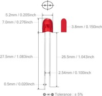 Diffused 28mm Leg 546 Oval LED Red Use 2V 20mA - 3