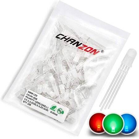 Diffused 28mm Leg 5mm 4PIN LED RGB CC Use 3V 20mA - 1