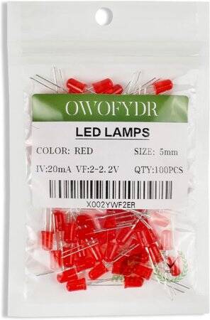 Diffused 28mm Leg 5mm LED Water Clear Red+Blue CA Use 2V 20mA - 5