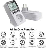 Digital LCD Power Meter Socket Power Analyzer EU Plug 230V 16A 3680W With Battery - 2