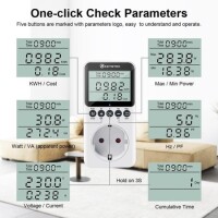 Digital LCD Power Meter Socket Power Analyzer FR Plug 230V 16A 3680W With Battery - 3