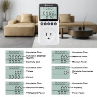 Digital LCD Power Meter Socket Power Analyzer US Plug 120V 15A 1800W With Battery - 4