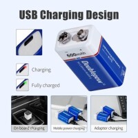 Doublepow 9V 650MAH Usb 6F22 Rechargeable Lithium Battery Without Usb Cable - 4