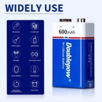 Doublepow 9V 650MAH Usb 6F22 Rechargeable Lithium Battery Without Usb Cable - 5