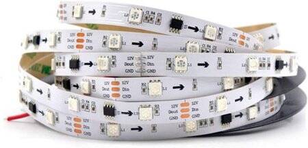 Epoxy 12V WS2811 RGB5050 White SMD LED Strip 144 LED/Meter Flexible 5M/Roll IP65 - 5