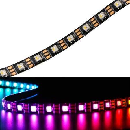 Epoxy 5V SK6812 RGBCW 5050 Black Flexible 1M SMD LED Strip 144 LED/Meter IP65 - 4