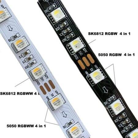 Epoxy 5V SK6812 RGBCW 5050 White SMD LED Strip 60 LED/Meter Flexible 5M/Roll IP65 - 4