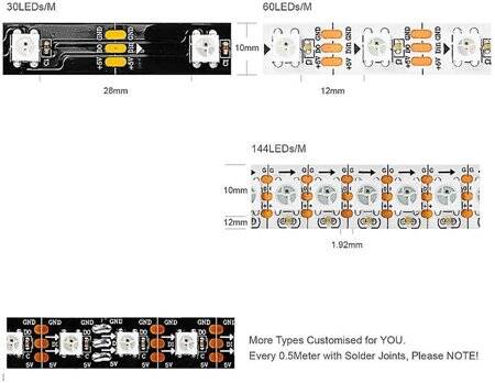 Epoxy 5V SK6812 RGBNW 5050 Black SMD LED Strip 30 LED/Meter Flexible 5M/Roll IP65 - 2