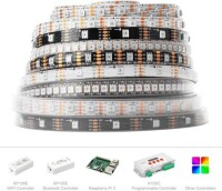 Epoxy 5V SK9822 APA102C RGB5050 Black Flexible 1M SMD LED Strip 144 LED/Meter IP65 - 4