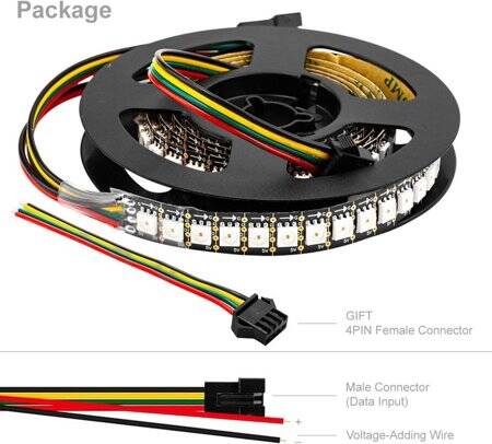 Epoxy 5V SK9822 APA102C RGB5050 Black Flexible 1M SMD LED Strip 144 LED/Meter IP65 - 5