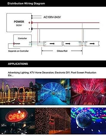 Epoxy 5V SK9822 APA102C RGB5050 Black SMD LED Strip 60 LED/Meter Flexible 5M/Roll IP65 - 3