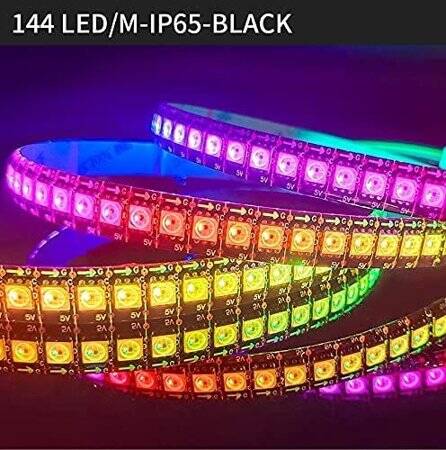 Epoxy 5V SK9822 APA102C RGB5050 Black SMD LED Strip 60 LED/Meter Flexible 5M/Roll IP65 - 4