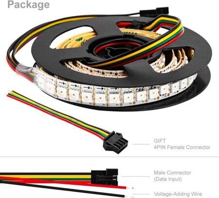 Epoxy 5V SK9822 APA102C RGB5050 White SMD LED Strip 60 LED/Meter Flexible 5M/Roll IP65 - 5