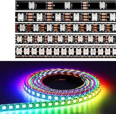 Epoxy 5V WS2812B RGB5050 White Flexible 1M SMD LED Strip 96 LED/Meter IP65 - 1