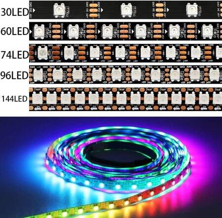 Epoxy 5V WS2812B RGB5050 White Flexible 1M SMD LED Strip 96 LED/Meter IP65 - 4