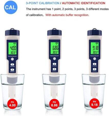 EZ-9909 5 in 1 EC/ TDS/ PH/ TEMP/ SALY Water Quality Tester With Backlight With Battery - 4